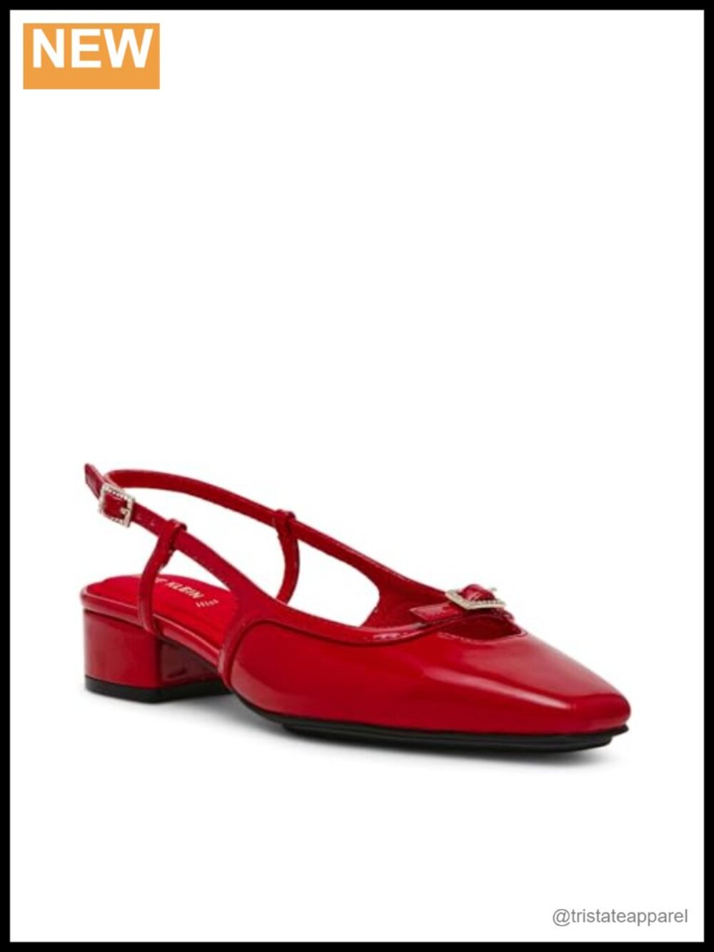 Slingback flats faux leather round toe block heel